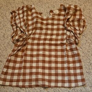 a new day Brown and Cream Plaid Top
